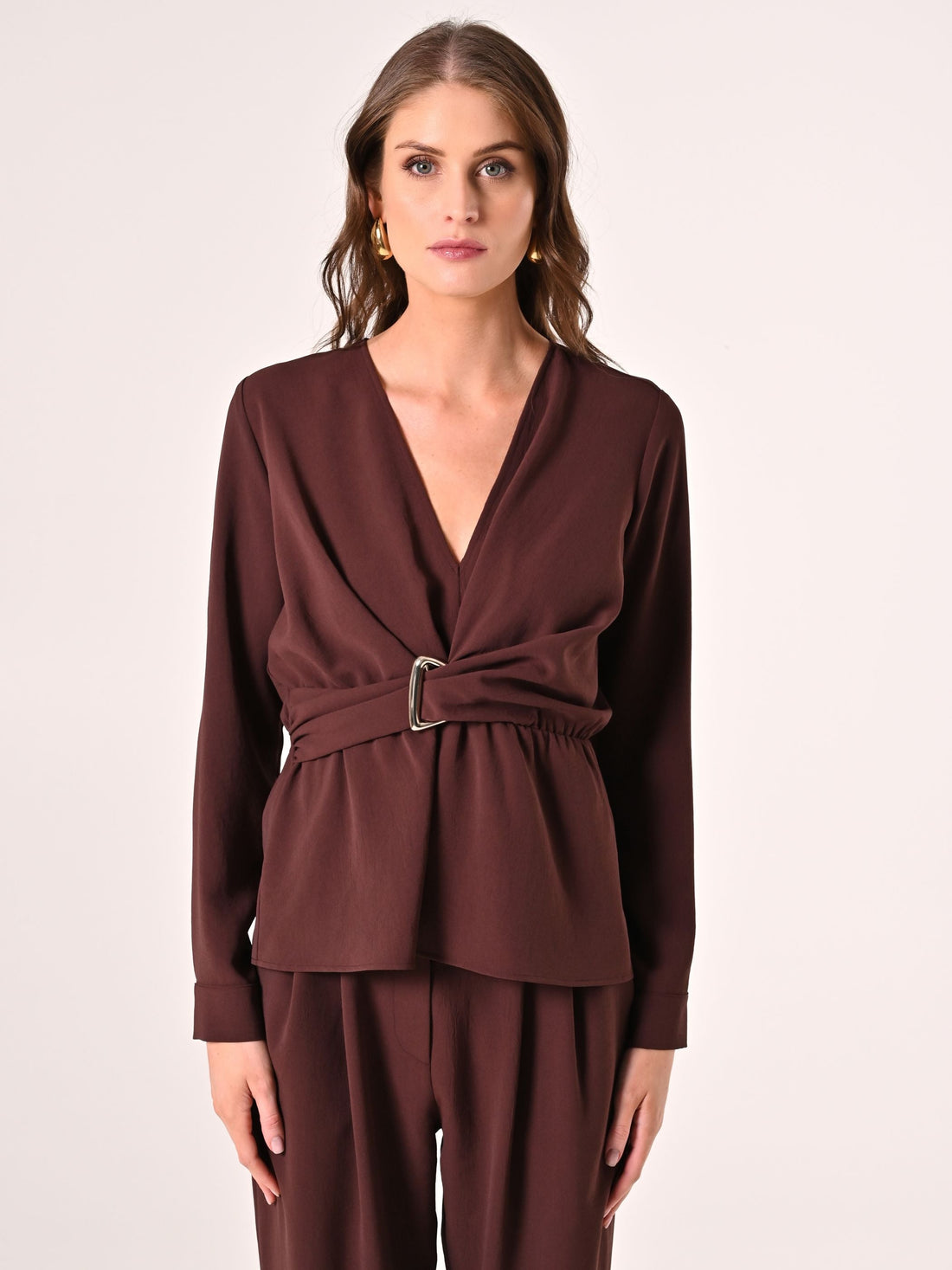 Blusa Marrone Cioccolato effetto Goffrato