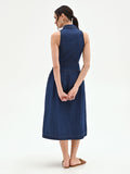 Abito chemisier blu in denim smanicato