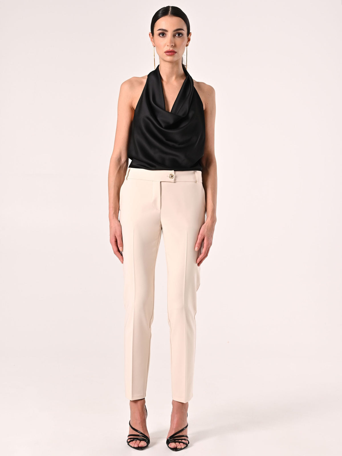 Pantaloni Beige Chiaro in Tessuto Tecnico