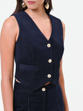 Gilet in velluto blu navy con bottoni Giorgia Palmas X Rinascimento