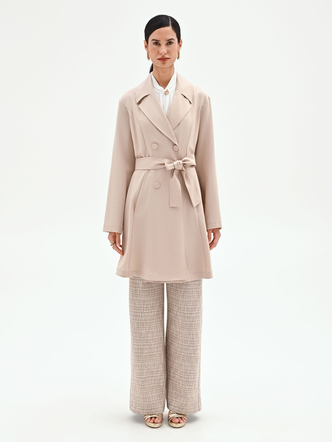 Trench doppiopetto tortora beige