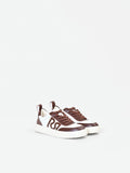Sneaker cioccolato con inserti effetto coccodrillo
