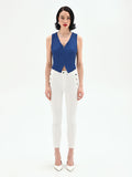 Gilet blu brillante effetto gessato