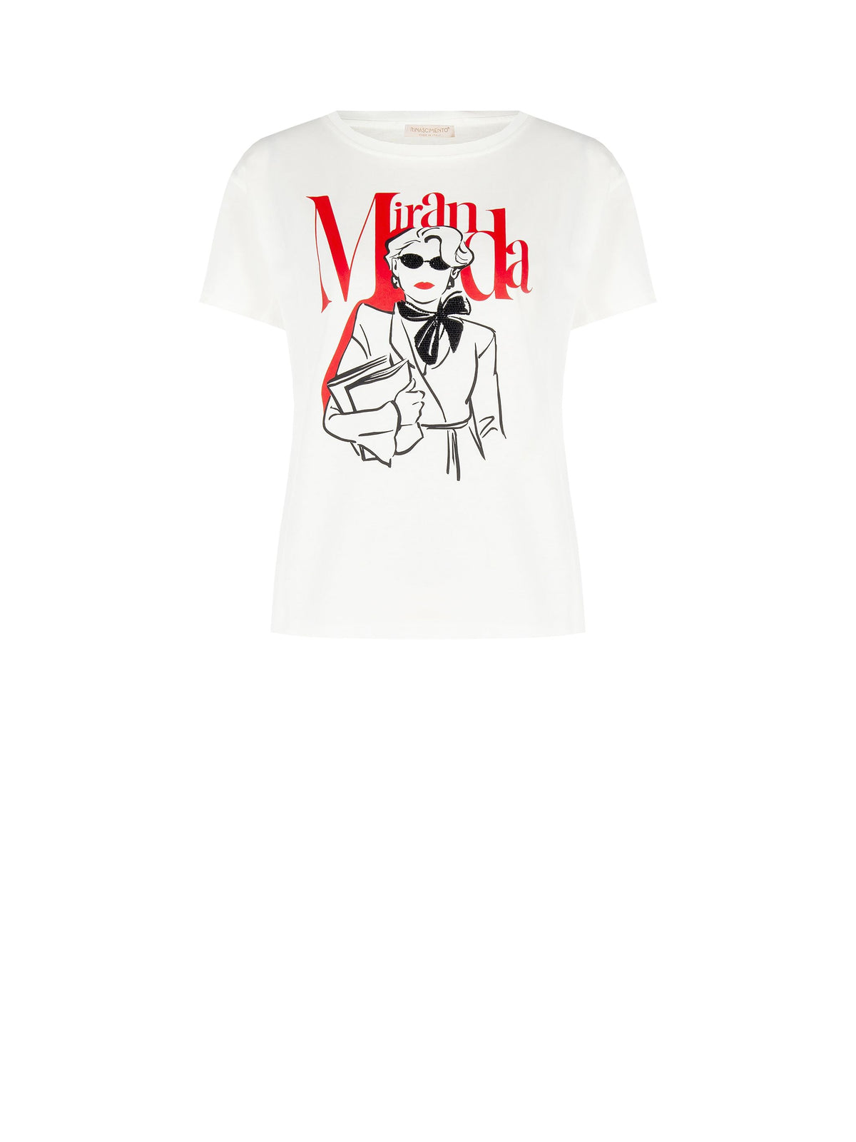 T-shirt 'Miranda: The Devil Wears Prada' bianca in cotone