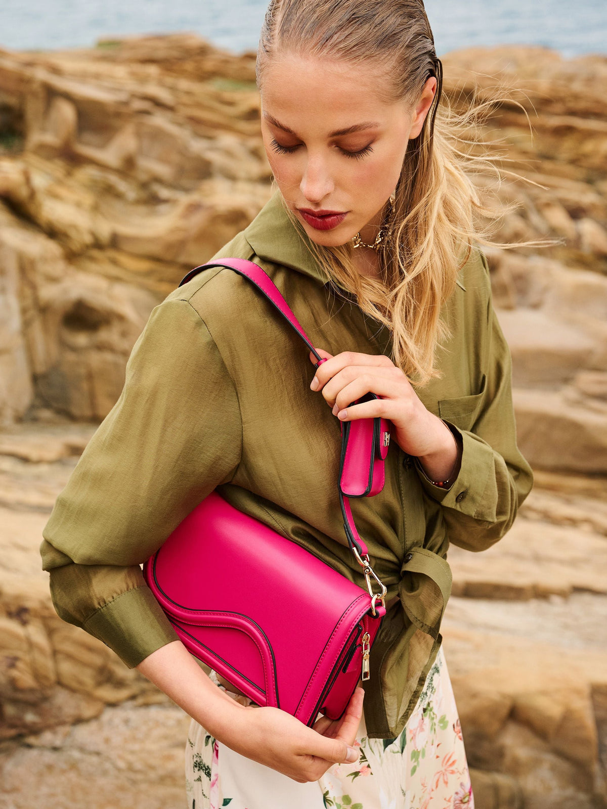 Borsa in Simil Pelle Fuxia