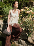 Pantalone a palazzo cioccolato in jacquard