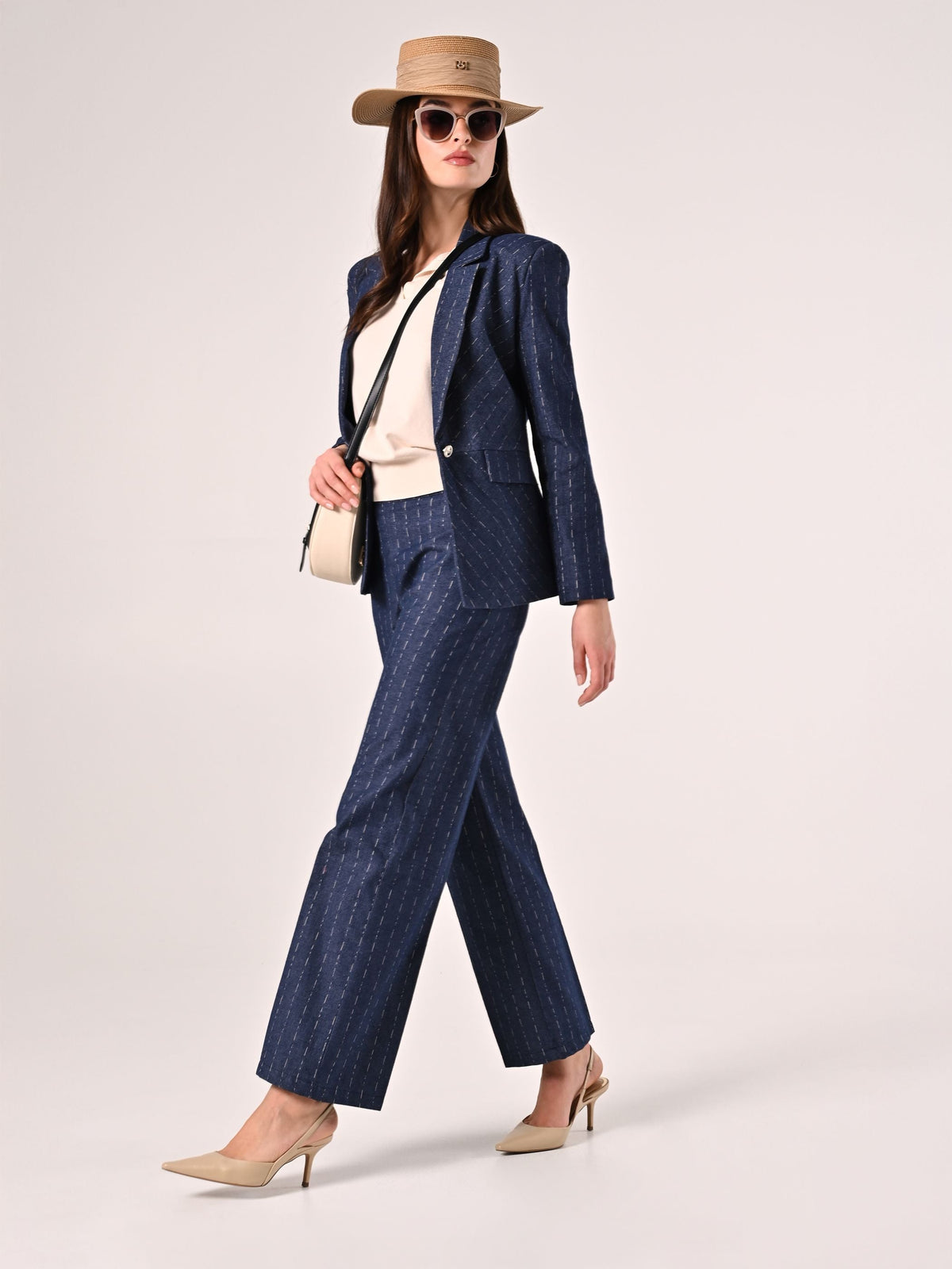 Pantaloni in Denim effetto Gessato