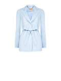 Giacca blazer cielo azzurro con cintura in vita
