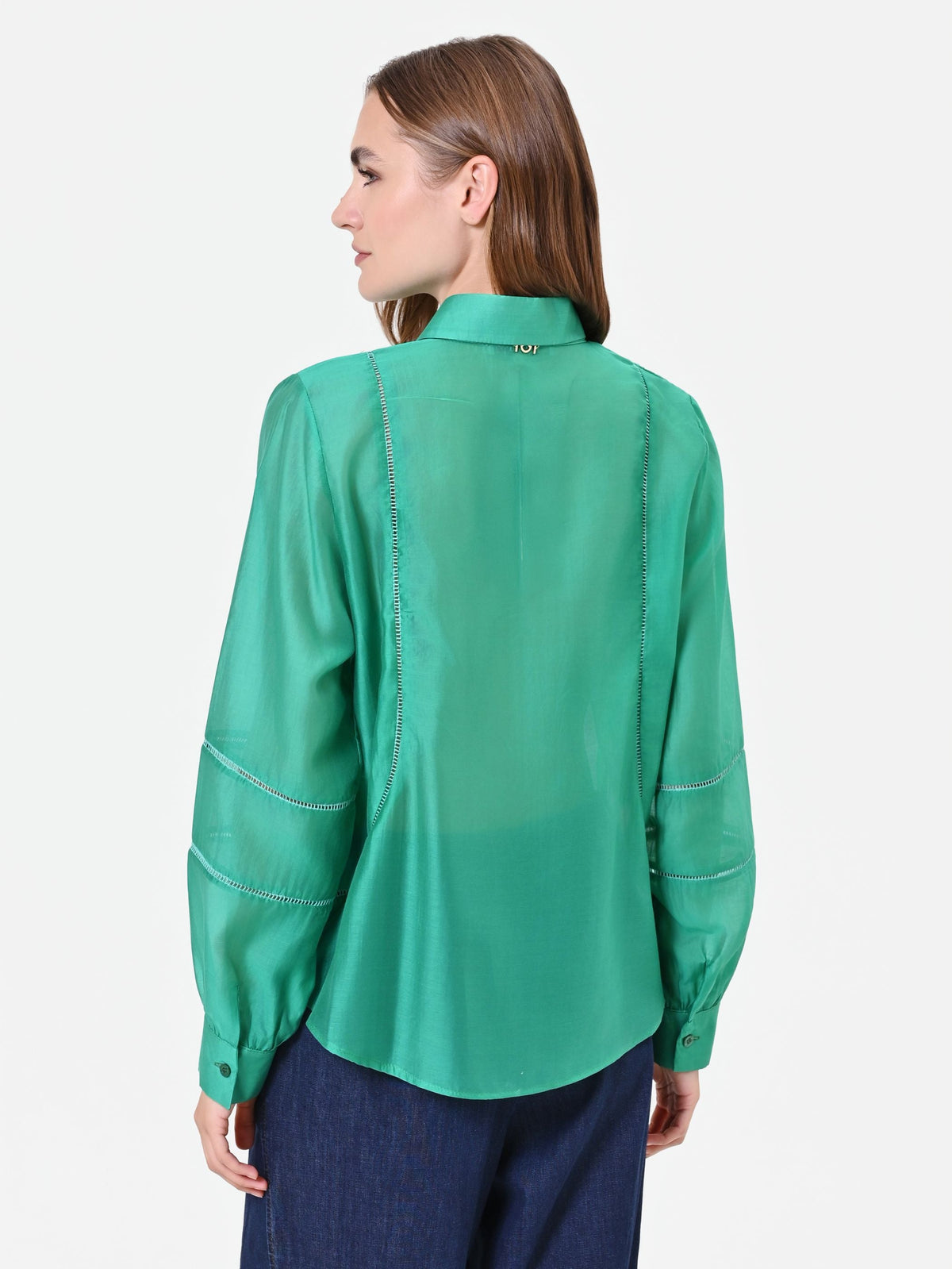 Camicia in Mussola Verde con Inserti