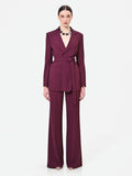 Giacca blazer bordeaux con cintura