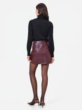 Minigonna bordeaux in similpelle con motivo paisley
