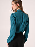 Blusa con Fiocco e Pinces Verde Reale