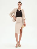 Gonna longuette tortora beige in similpelle