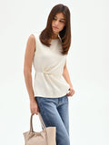 Blusa bianco panna con drappeggio laterale