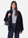Bomber oversize in velluto blu navy Giorgia Palmas X Rinascimento