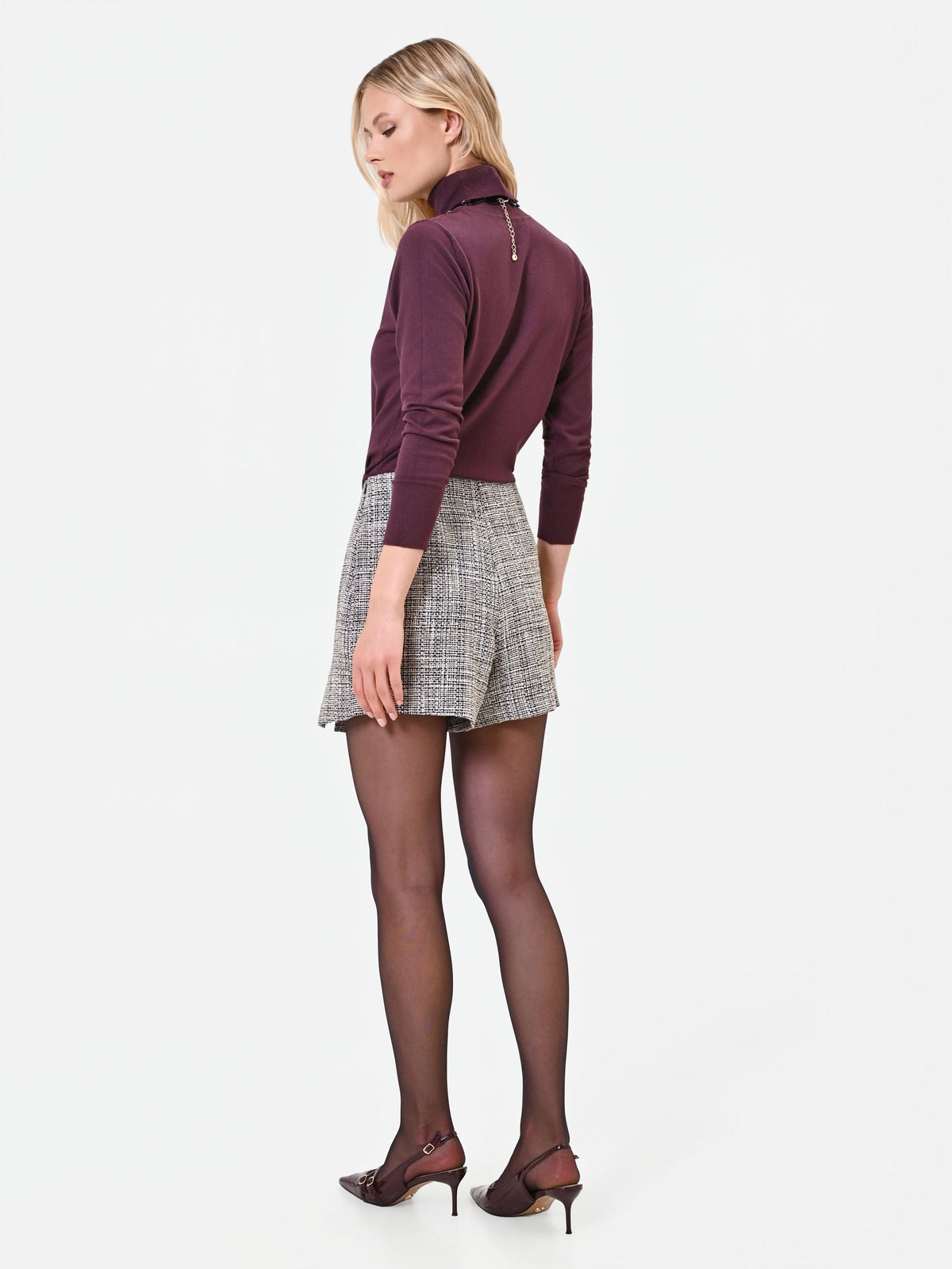 Gonna pantalone grigio con fantasia check