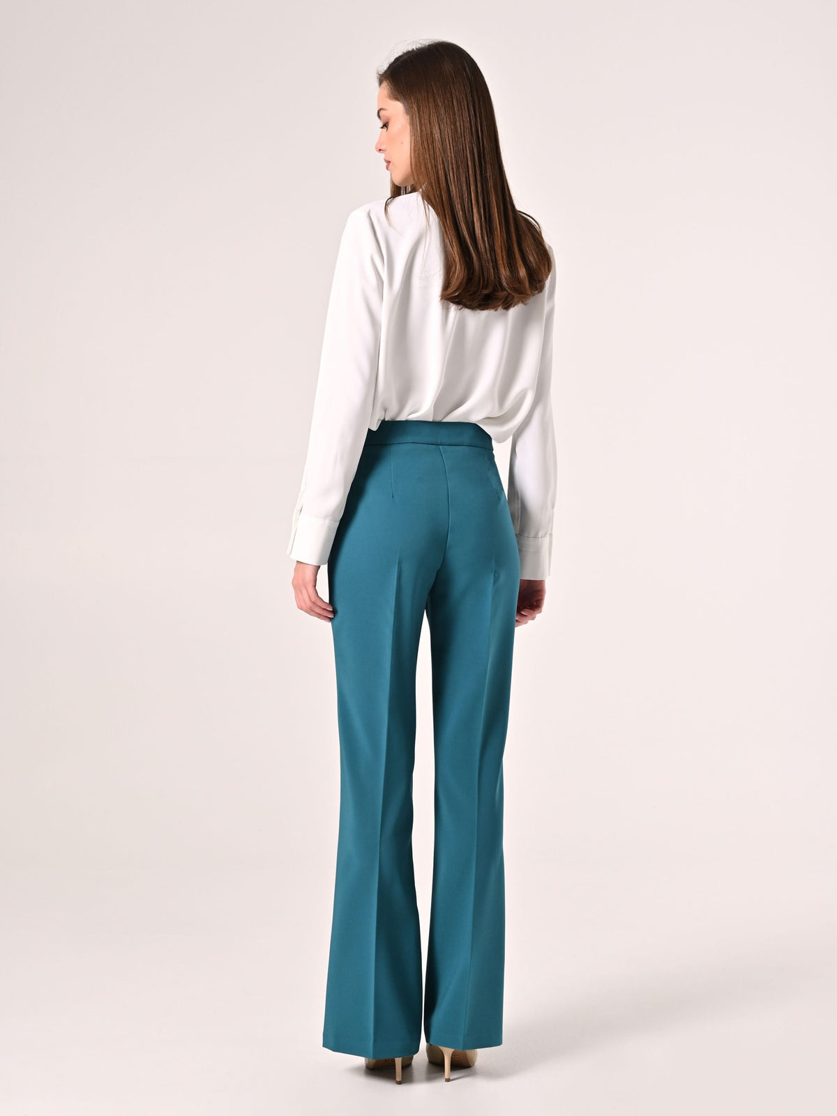 Pantaloni Flared in Tessuto Tecnico Verde Reale