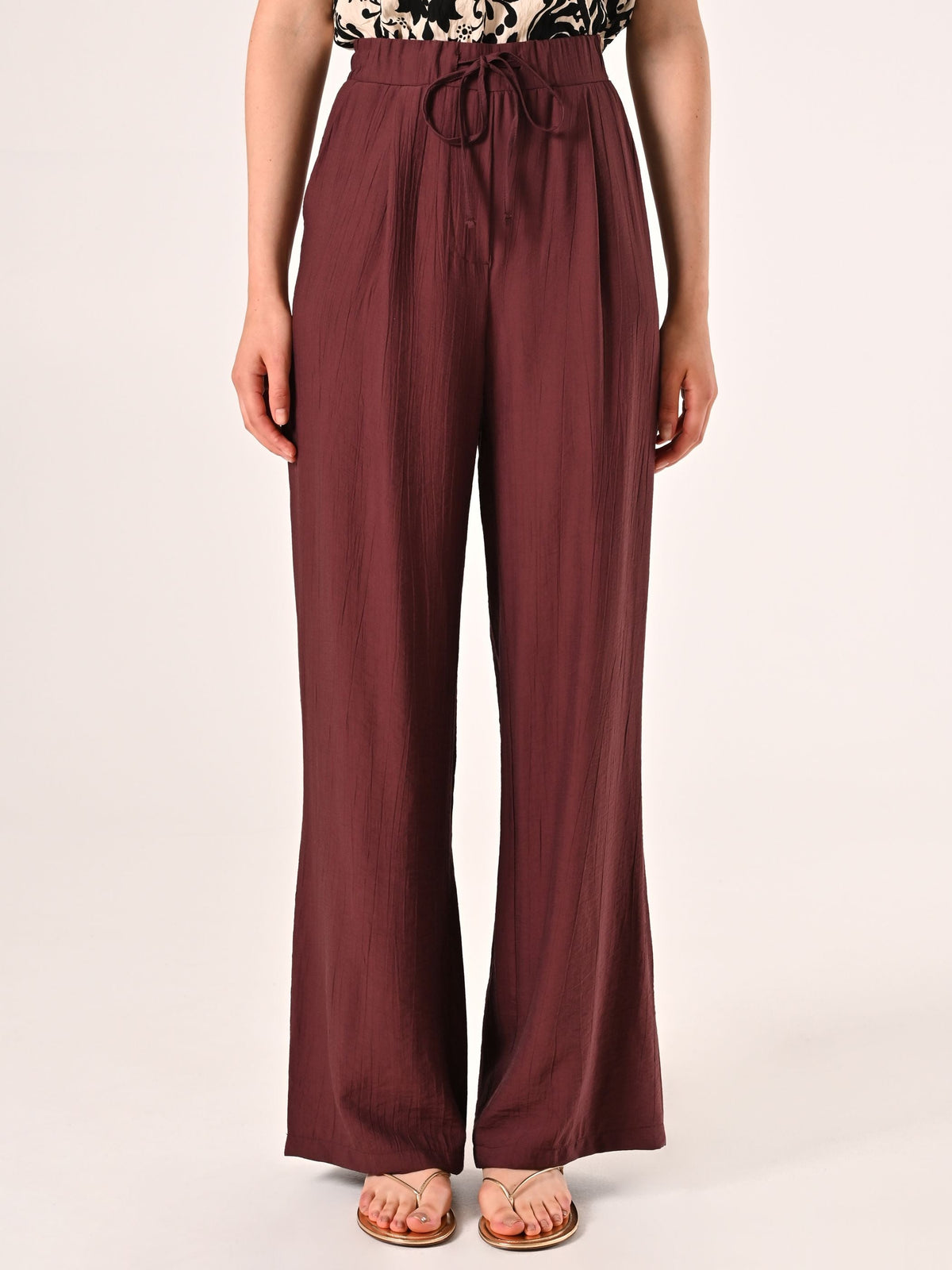 Pantalone Ampio in Viscosa color Cioccolato