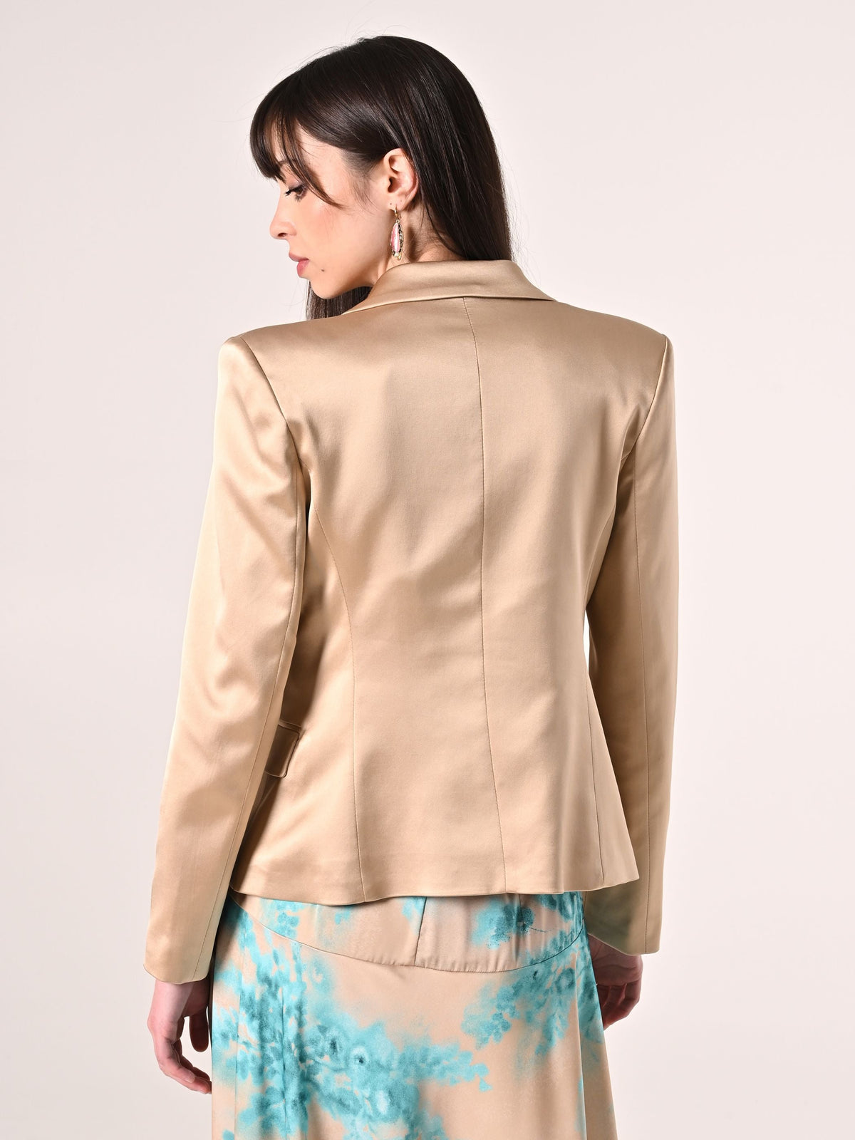 Giacca in Raso di Viscosa Beige Scuro