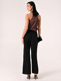 Pantaloni Neri con Nodo effetto Goffrato