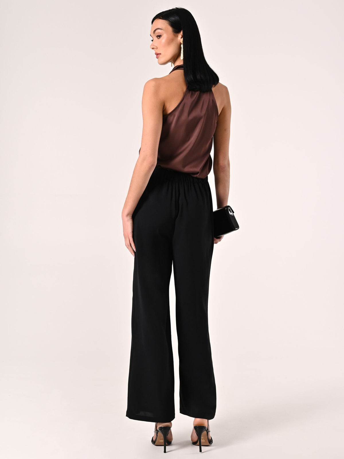 Pantaloni Neri con Nodo effetto Goffrato