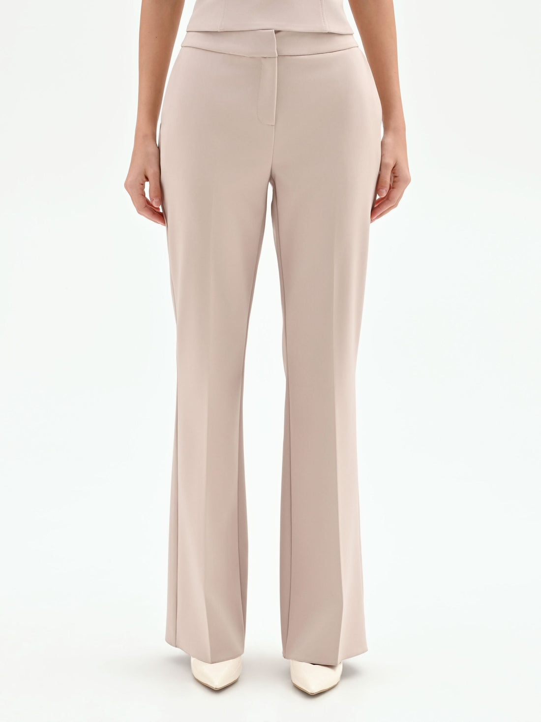 Pantalone studio tortora beige mid flared