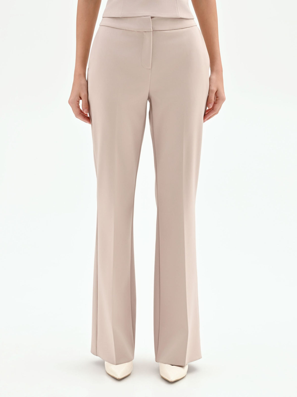 Pantalone studio tortora beige mid flared