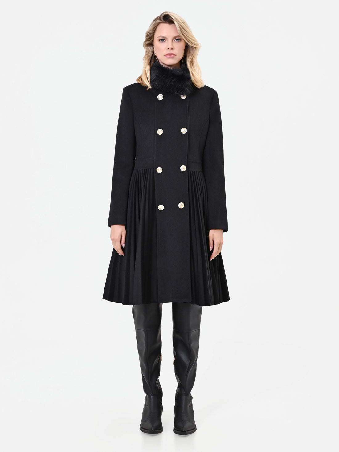 Cappotto doppiopetto nero in velaur