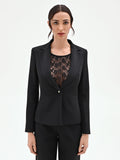 Giacca blazer nera con bottone monogram