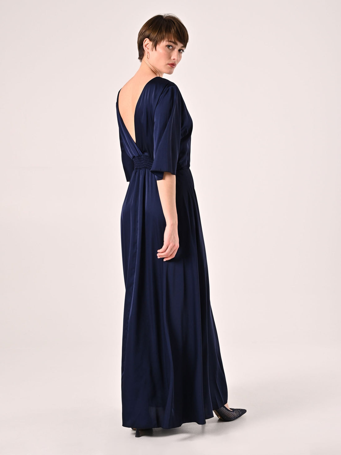 Abito Midi in Raso Blu