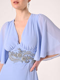 Abito Rinascimento atelier Azzurro Decoro Pietre