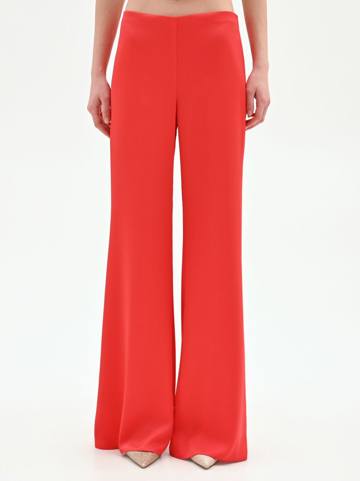 Pantalone a palazzo rosso fragola in raso