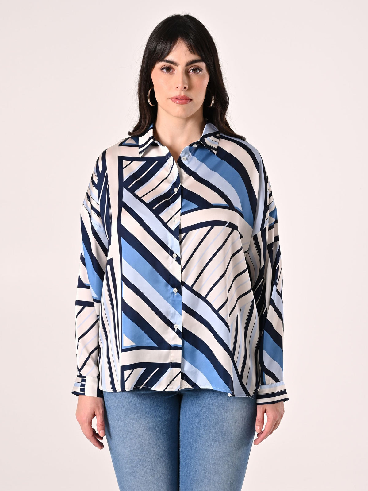 Camicia Curvy Righe Azzurre