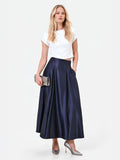 Gonna lunga blu navy con ampie pieghe