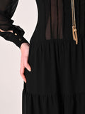 Maxi Abito in Crepe Georgette Nero
