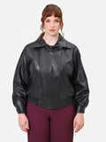 Giacca Curvy  in similpelle nera con chiusura asimmetrica