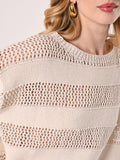 T-shirt in Maglia Traforata Beige