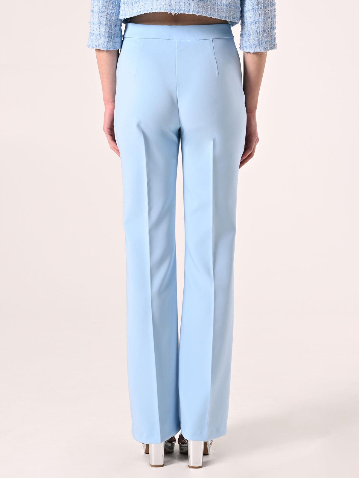 Pantaloni Flared in Tessuto Tecnico Azzurro