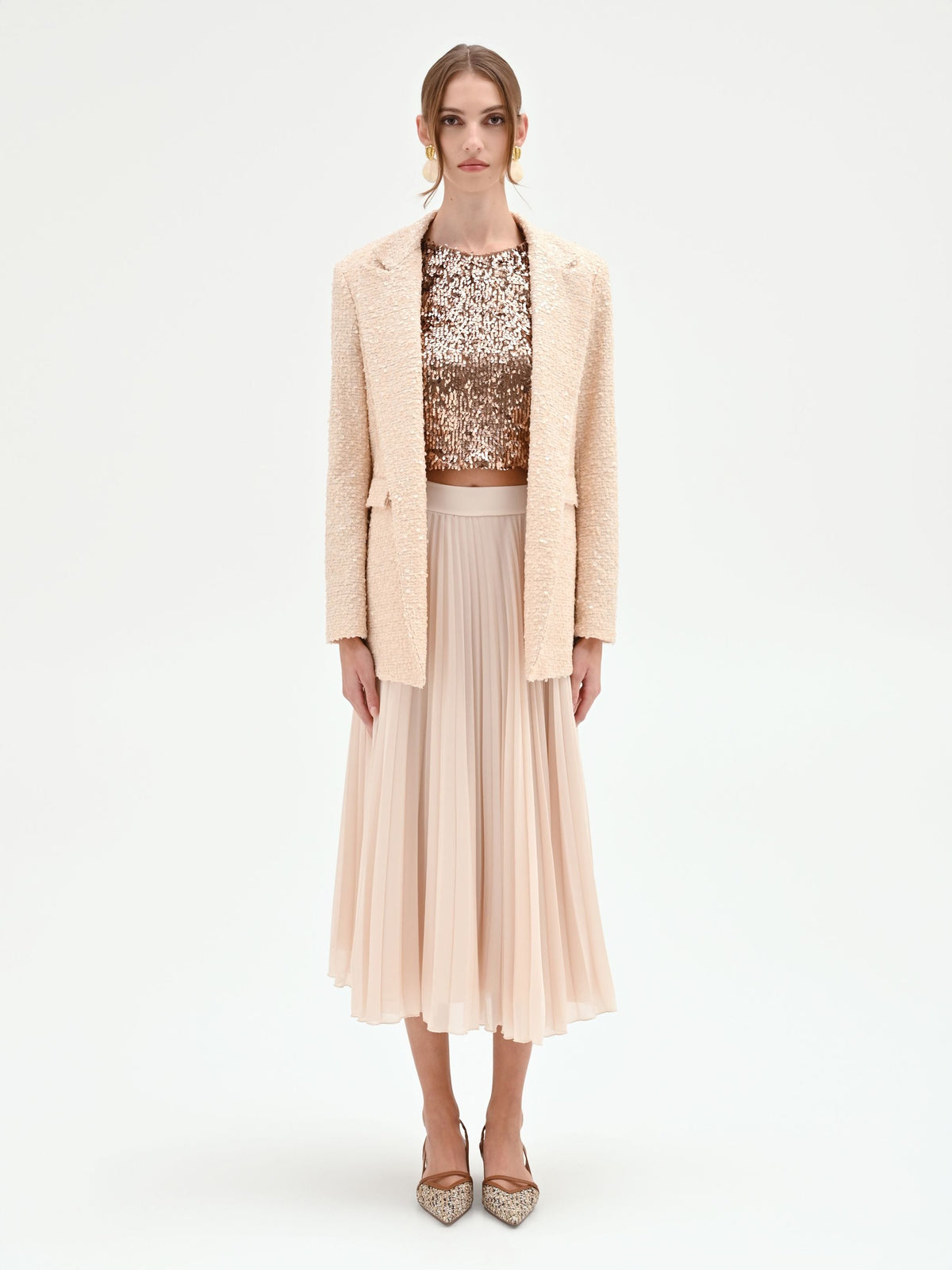Giacca beige chiaro con paillettes