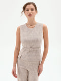 Top in Tweed Beige con Cintura
