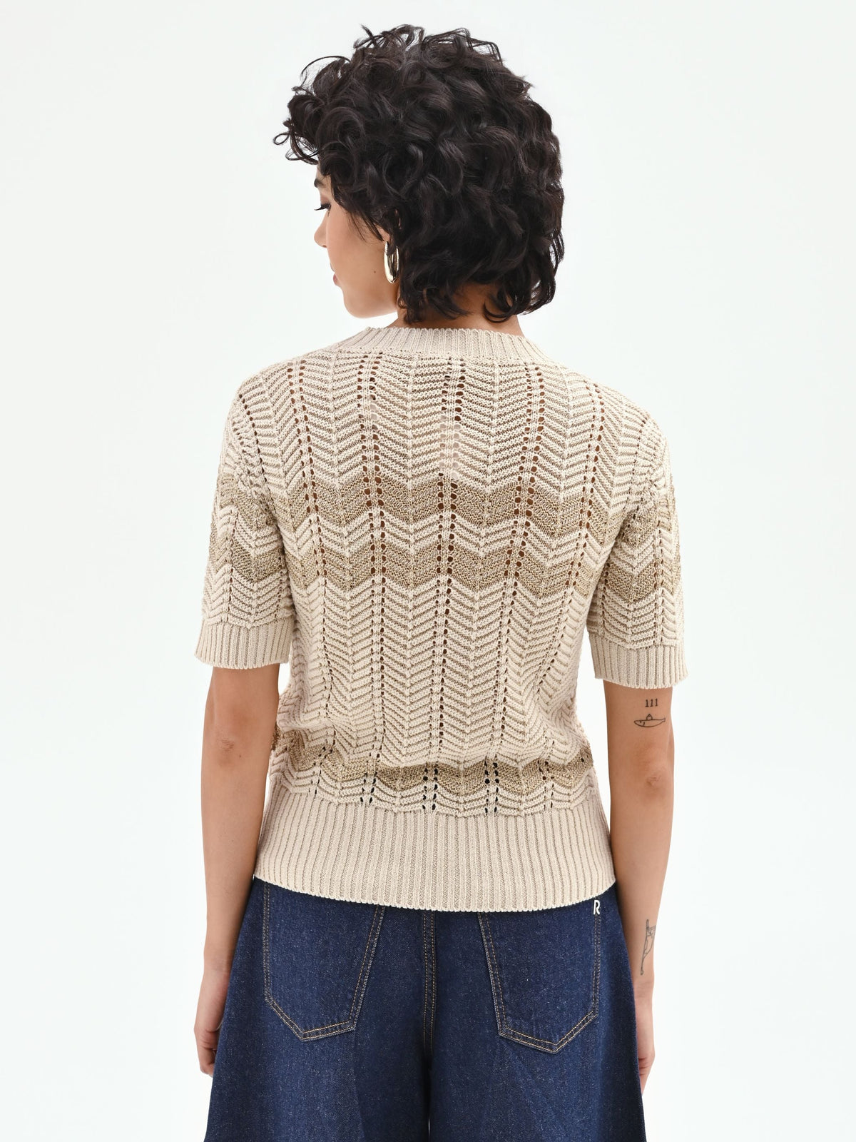 Maglia panna con motivo chevron