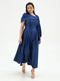 Stola Curvy blu brillante in raso con anello