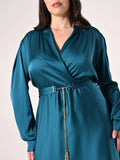 Abito Curvy in Raso Verde Reale
