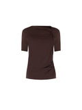 T-shirt asimmetrica moro con drappeggio