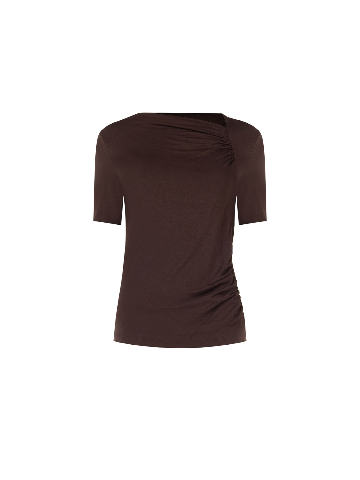 T-shirt asimmetrica moro con drappeggio