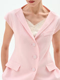Gilet monopetto rosa pastello