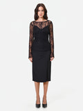 Blusa nera in pizzo con fodera a cuore