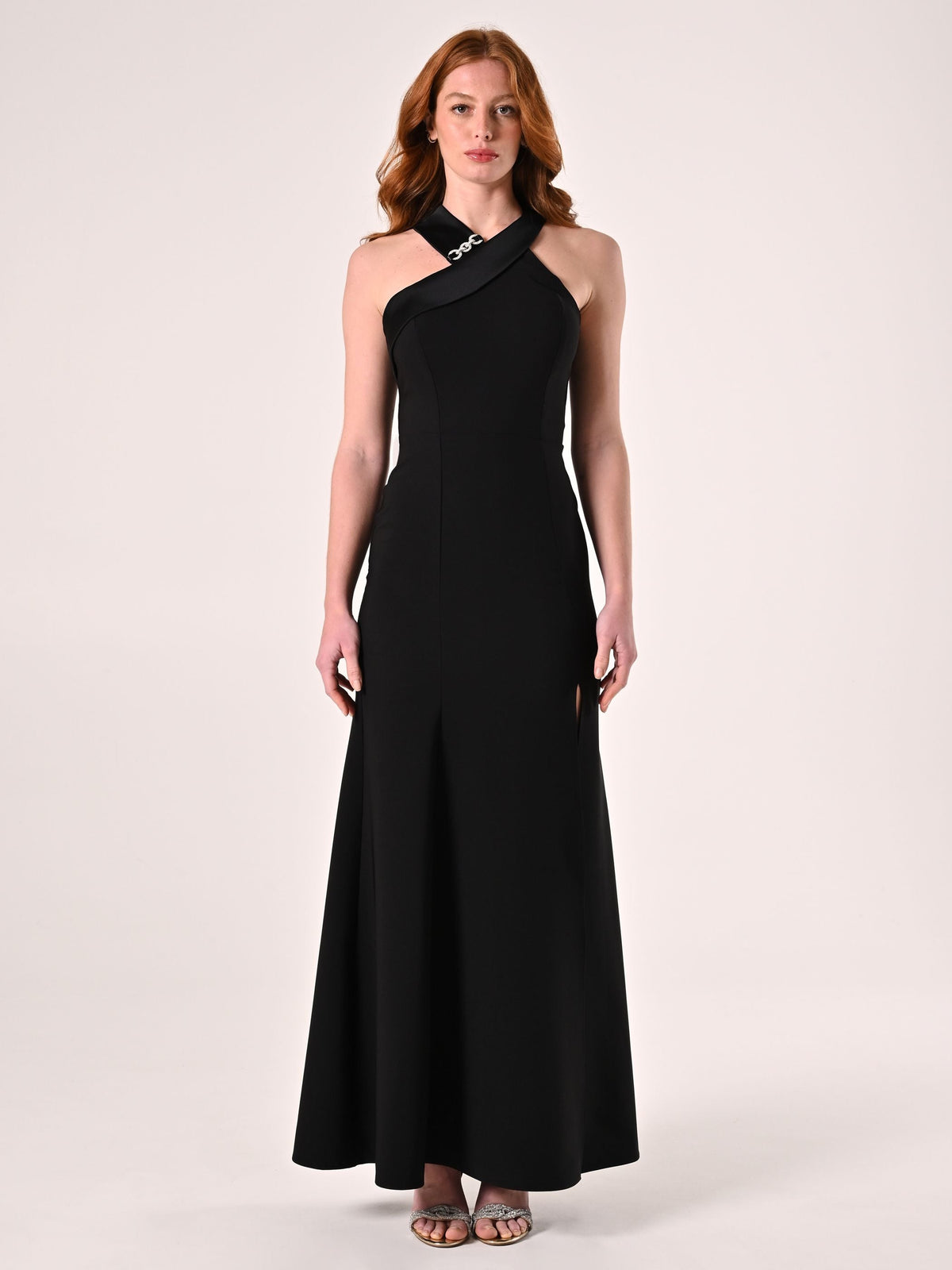 Abito Lungo in tessuto Stretch Nero