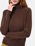 Maglia dolcevita marrone moro con bordi a costine