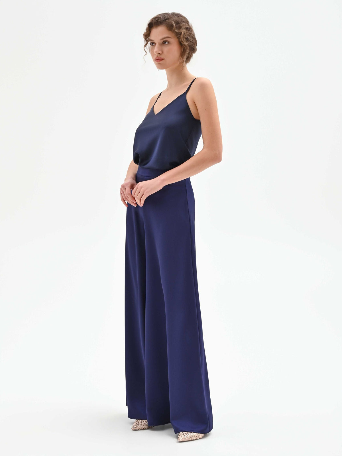Pantalone atelier a palazzo blu indaco